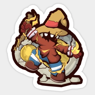 Character fire light wizard with magic wand Sticker